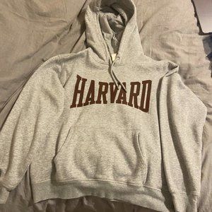 Grey uni-sex H&M Harvard hooded sweatshirt